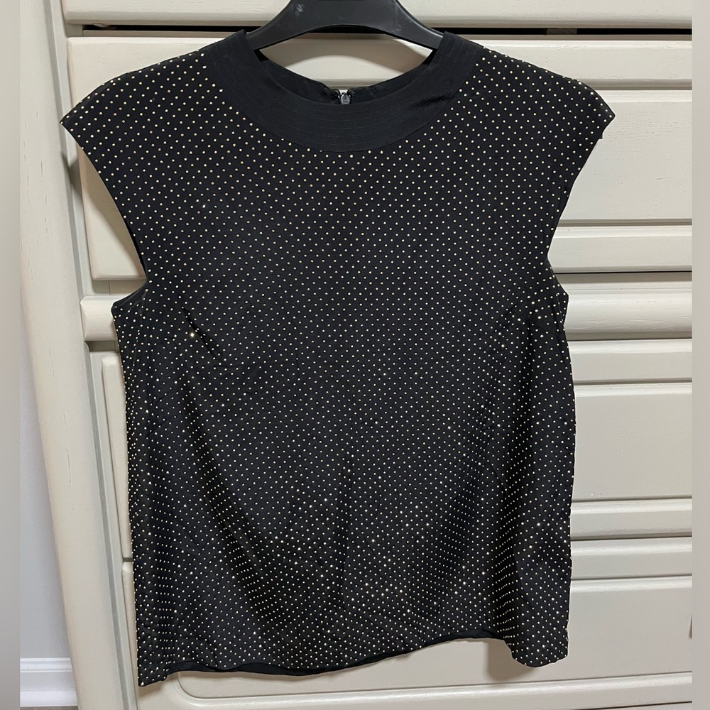 Versace x H&M black studded 100% silk top size 2